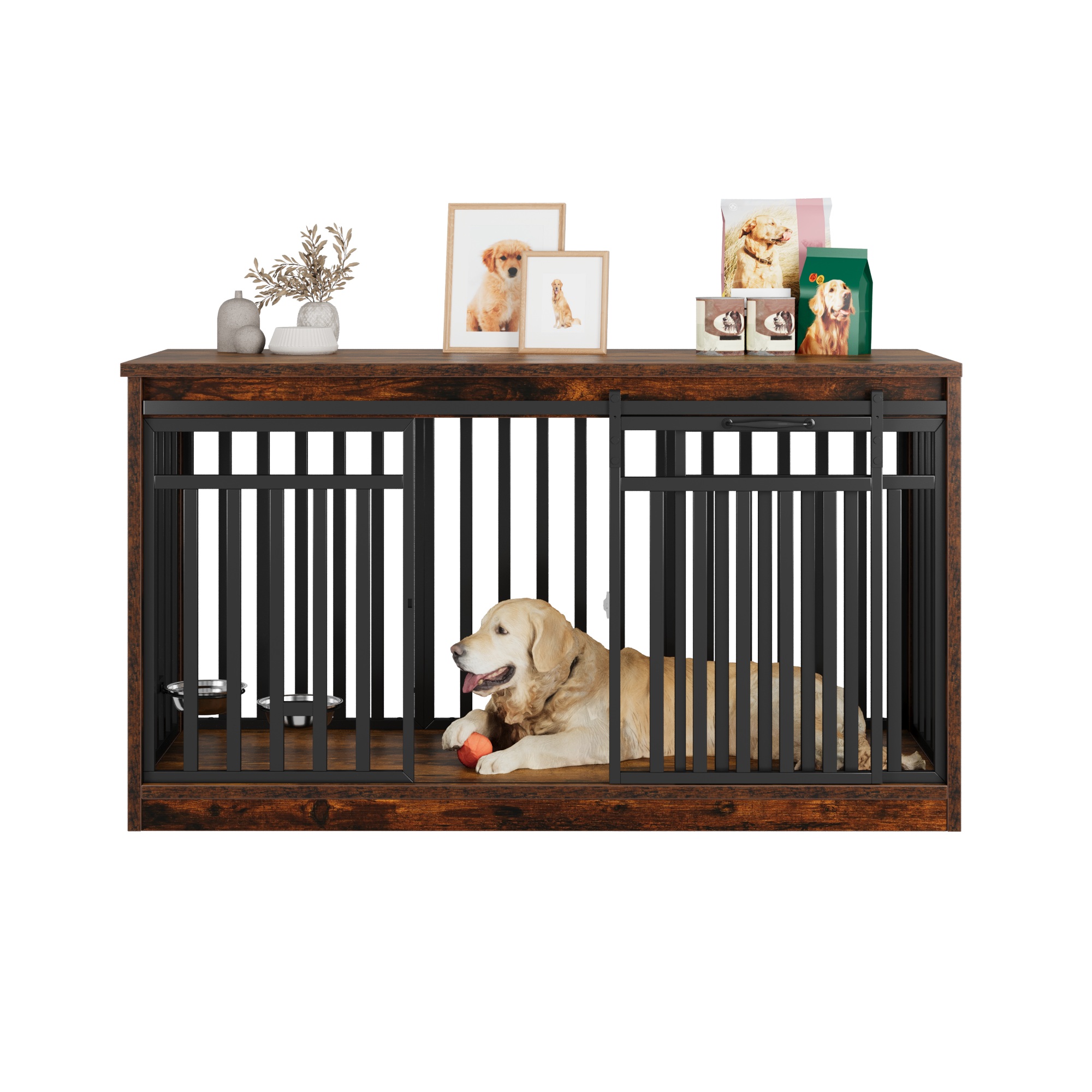 Uforic 55.1" Dog Crate Furniture With TV Stand Top photo 5