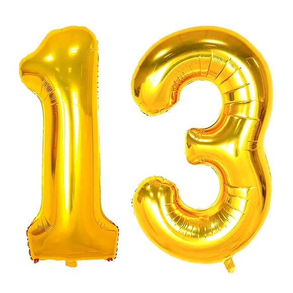 Globo CZBZYMYYY para 13 cumpleaños, dorado, número 13, 107 cm