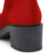 thumbnail image 4 of YDN Women's Closed Round Toe Lace Up Combat Booties Chunky Block Low Heel Ankle Boots Winter Date Party Shoes Size 8.5 Red, 4 of 4