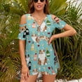thumbnail image 3 of Australian Shepherd Blue And Red Merle Wine Cocktails Yappy Hour Pattern Dog Breed Womens Summer V Neck Zipper Top Short Sleeve T Shirt Off Shoulder Top Casual Classy Loose Shirts, 3 of 7