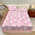 thumbnail image 2 of COEQINE Fitted Sheet & Pillowcase Set, Comfort Wrinkle Free Bed Sheets Set Fade Resistant Easy Care Bottom Bedsheet Snug Fit for Twin XL Size Bed, Easter Rabbit Egg Daisy Pink, 2 of 5