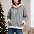 thumbnail image 6 of Fewfanhot Women Clothing Sherpa-Lined Fleece Full-Zip Hooded Jacket with Drawstring, 6 of 9