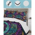 thumbnail image 4 of Yellow Purple Green Twin Size Down Alternative Comforter, Lightweight Comforter Quilt Bedding Set with Pillow Shams Modern Abstract Art Geometric All Seasons Bed Comforter Duvet Insert 68"x86", 4 of 7