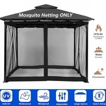 AUQ Gazebo Universal Replacement Mosquito Netting 10' x 10' Outdoor Mesh Netting Screen 4-Panel Sidewall Curtain with Zipper,Black