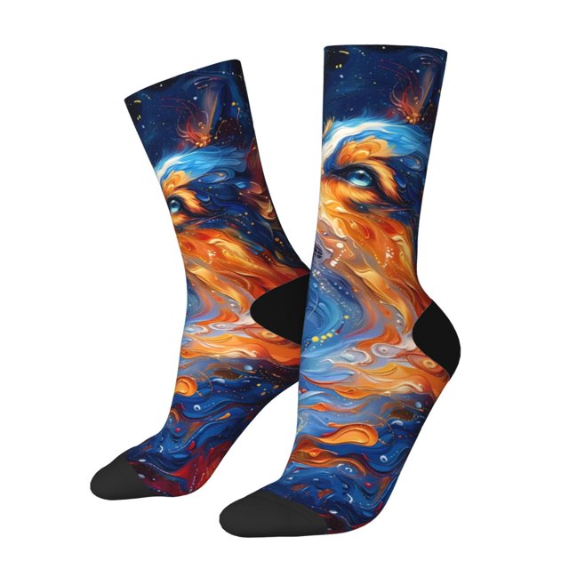 Balery Galactic Dog Swirls Art Calcetas Largas con Estampado para Hombre y Mujer – Suaves y Transpirables, Talla Única (US 5-11)