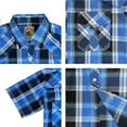 thumbnail image 3 of Coevals Club Men's Western Plaid Pearl Snap Short Sleeve Shirts (Bule Black #4 M), 3 of 4