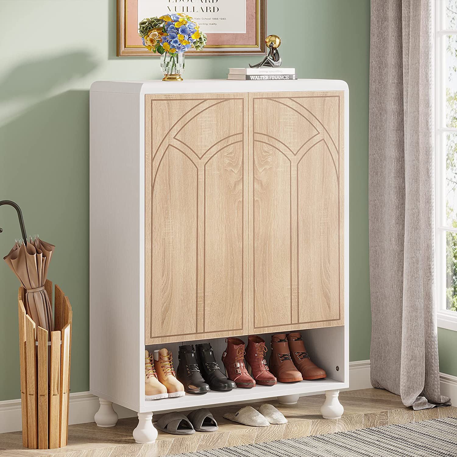 SimplyNeu 14 in. W D x 25.375 in. W x 84 in. H Seashore Grey Shoe Storage  Tower Wood Closet System SNT4-CG - The Home Depot
