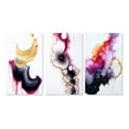 thumbnail image 2 of Designart "Ethereal Elegance Magenta Ink Clouds IX" Abstract Painting Wall Art Set Of 3 - Modern Gold Canvas Set For Living Room Decor, 2 of 6
