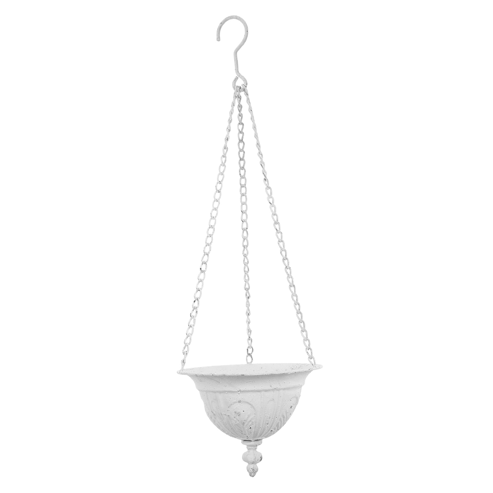 OUNONA White Iron Hanging Planter with Chain, Farmhouse Style Wall Mounted Flower Pot for Indoor Outdoor Decor