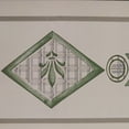thumbnail image 1 of Dundee Deco Peel and Stick Self Adhesive Wallpaper Border - Green Light Brown Shapes Beige Trim Abstract, 33 ft x 4 in, 1 of 4
