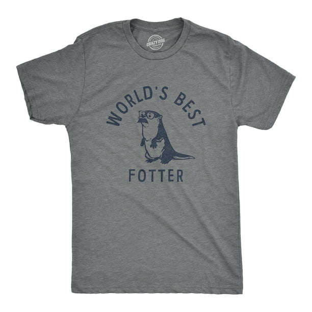 Crazy Dog TShirts - Mens Worlds Best Fotter T Shirt Funny Sarcastic  Father's Day Gift Otter Tee For Guys (Dark Heather Grey) - S - Homme 