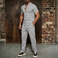 thumbnail image 2 of StSilkitty Mens 2 Piece Set Short Sleeve Button down Shirts and Pants Outfits Summer Lightweight Soft Casual Sets, 2 of 5