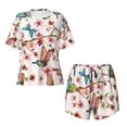 thumbnail image 5 of Wukai Watercolor Floral With Butterflies Print Women's Pajama Set - Short-Sleeve Top and Shorts with Elastic Waistband and Pockets for Loungewear, Yoga, and Casual Wear-Large, 5 of 8