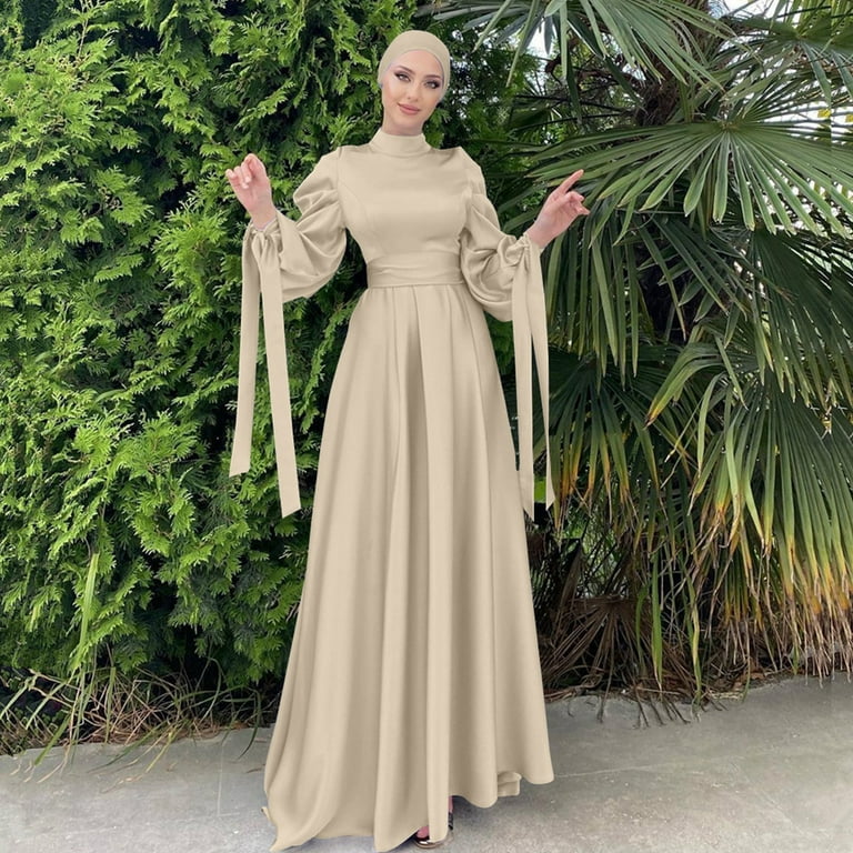 Muslim Maxi Dress Fashion Hijab Dresses Solid Color Islam Clothing Abaya  Dresses - Walmart.com