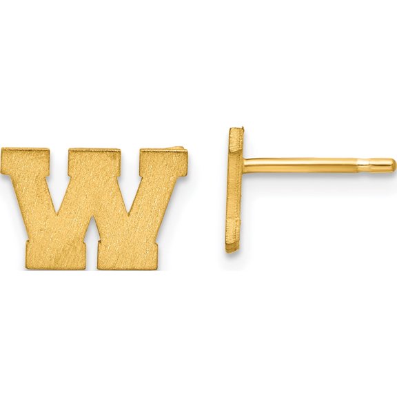 Ss/Gold Plated Sterling Silver Gold-Plated Brushed Letter W Initial Post Earrings Made In United States xne45gp/w