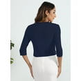 thumbnail image 6 of Chiclily Women's 3/4 Sleeve Cropped Cardigans Sweaters Navy Blue 2XL Lightweight Open Front Shrugs for Women, 6 of 7