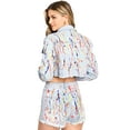 thumbnail image 3 of Purple Candy Womens Juniors Paint Splatter Cropped Denim Jacket  (Light Blue, Small), 3 of 4