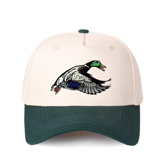 Mallard Duck Letter Embroidered Color Block Trucker Hat Unisex Adjustable Cotton Breathable Fashion Cap for Travel Daily Wear