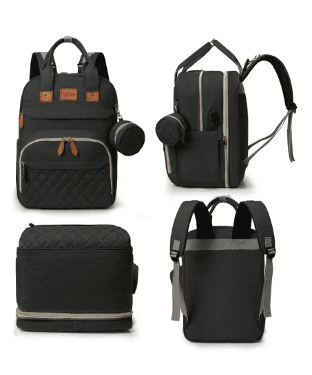 Convertible Baby Diaper Bag and Diaper Backpack with Changing Station