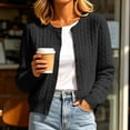 thumbnail image 2 of Liuinsasek Womens Cropped Cardigan Fashion Solid Color Long-Sleeve Crew-Neck Button Down Micro-Cable Knit Stylish and Versatile Winter Clothes, 2 of 6