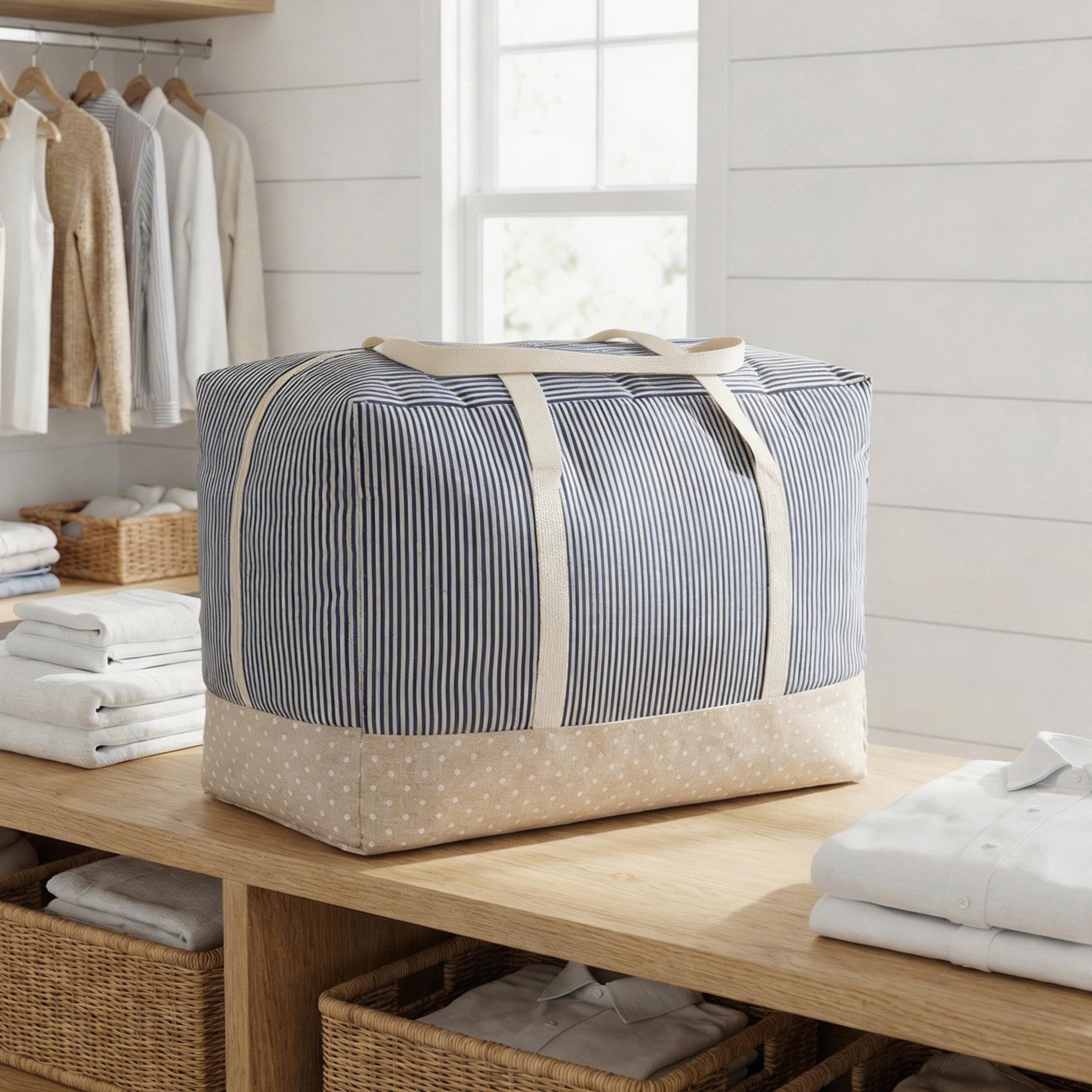 Unique Bargains Clothes Storage Bag for Closet Organizer Blue 16.9"x13.8"x7.9"