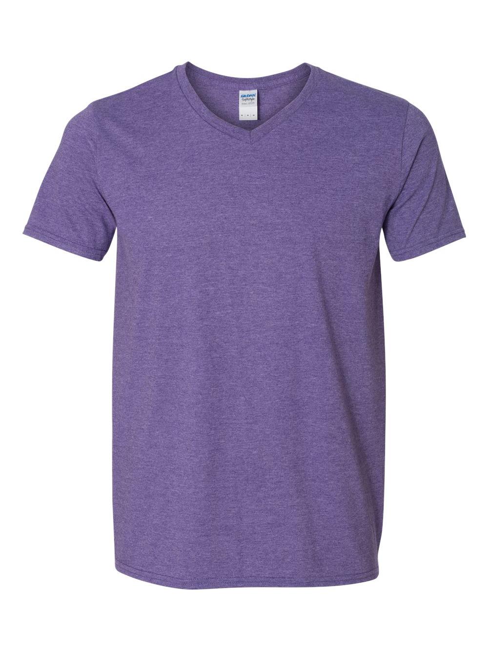 Gildan - Softstyle V-Neck T-Shirt - 64V00 - Heather Purple - Size: L ...