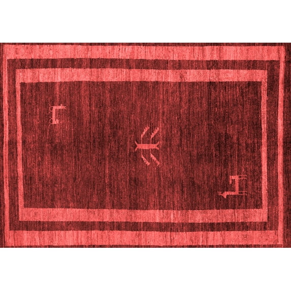 Ahgly Company Indoor Rectangle Abstract Red Modern Area Rugs, 2' x 3'
