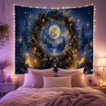 thumbnail image 2 of Winter Forest Wreath with Full Moon and Candles, Serene Magical Fantasy Scene for Nature Lovers, Night Sky Decor, Christmas Gift Tapestry Wall Hanging for Bedroom, Living Room and Dorm, 2 of 7