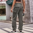 thumbnail image 6 of Parachute Pants For Women Drawstring Elastic Waist Ruched Baggy Cargo Pants Multiple Pockets Jogger Pant Womens Pants Suite Casual Work Pants Women Straight Leg Dress Pants for Women Business Casual, 6 of 6