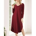 thumbnail image 5 of Oudiya Womens V Neck Nightgown House Dresses Long Sleeve Nightshirts Sleepwear with Pockets, S-XXL, 5 of 5