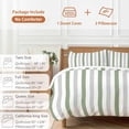 thumbnail image 6 of 3 Piece Sage Green Stripe Duvet Cover Set Queen Size,Microfiber Comforter/Quilt Cover with Corner Ties and 2 Pillowcases,Geometric Grey White Vertical Striped All Season Bedding with Zipper Closure, 6 of 8