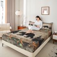 thumbnail image 3 of Manfei Country Farmhouse Lodge Queen Sheets,Natural Bear Queen Sheet Sets,Brown,4 Pieces,1 Flat Sheet, 1 Fitted Sheet and 2 Pillowcases, 3 of 6