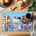 thumbnail image 2 of Vintage Rooster Placemats Set of 8 Spring Floral Farmhouse Animals Place Mats Indoor Wipeable Table Mats Washable Cloth Dining Table Placemats for Kitchen Holiday Party Home Decor 13x19 Inch, 2 of 9