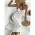 thumbnail image 6 of Women's Beach Essential Crochet Cover-Up Dress - V-Neck Sleeveless Semi-Sheer Knit with Thin Straps & Cut-Out Details, Lightweight Resort Wear for Spring/Summer/Autumn Vacations, Casual Outings, 6 of 6