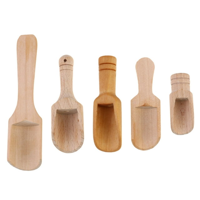 5 Pcs Household Salt Shovels Wooden Handle Scoop Wooden Teaspoon Ground