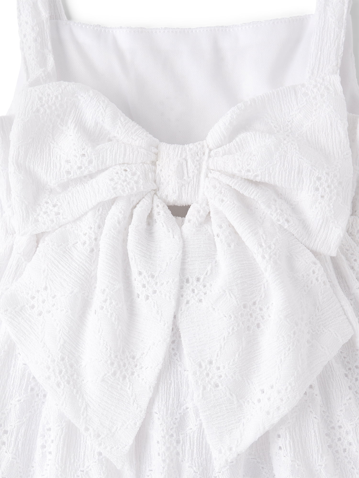 The Children's Place Girls Sleeveless Tiered Eyelet Bow Back Dress, Sizes XS-XXL