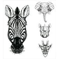 thumbnail image 3 of Ambesonne Animal Duvet Cover Set, Savannah Wildlife Sketch, 2-Calking, White and Black, 3 of 7