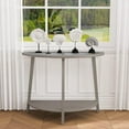 thumbnail image 6 of SUNBURY 40" Glass Half Moon Console Table 2 Tier Narrow Entryway Table with Gray MDF Frames, Modern Couch Table Small Console Tables for Entryway,Living Room, Hallway, 6 of 16