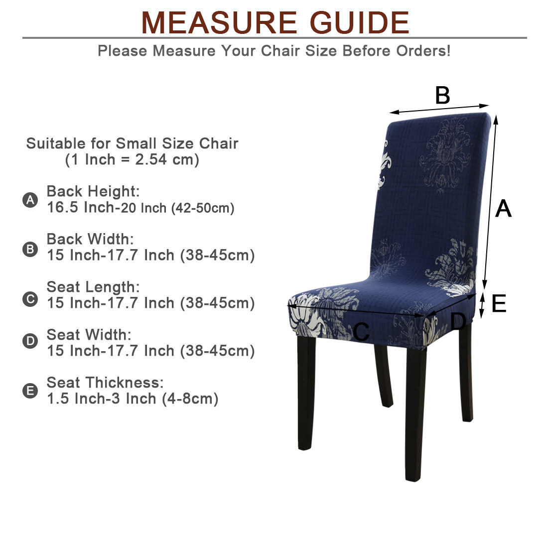 Unique Bargains Stretch Floral Print Dining Chair Cover Navy Blue and White M