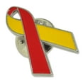 thumbnail image 2 of PinMart's Red and Yellow Awareness Ribbon Enamel Lapel Pin, 2 of 3