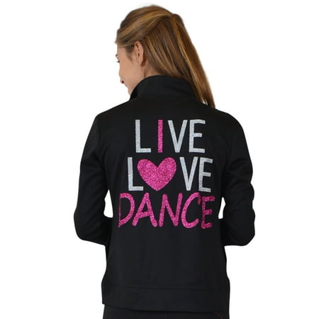 Rayon Coat - Women's Rayon Live Love Dance Warm Up Jacket - Small (0-2) / Black