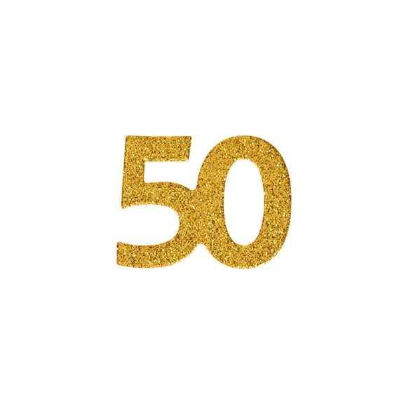Celebrate It Party Confetti – “50” Number Confetti with Glitter Accents - Gold - 1.67" x 1.97" - 12 Packs (240 Pieces Total)