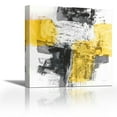 thumbnail image 1 of Action I Yellow and Black Sq - Contemporary Fine Art Giclee on Canvas Gallery Wrap - wall décor - Art painting - 36 x 36 Inch - Ready to Hang, 1 of 2
