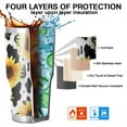 thumbnail image 7 of 30oz White Sunflower Cow Print Pattern Tumblers Stainless Steel Tumbler with Lid and Straw,Vacuum Insulated Double Wall Travel Tumbler Cups Mug with Cleaning Brush for Coffee,Tea, 7 of 7