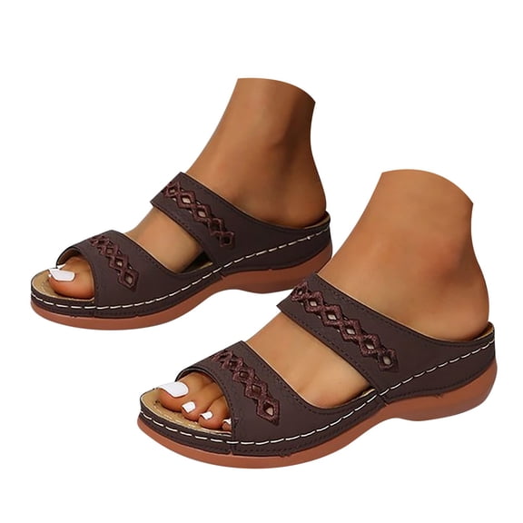 Mepaouo Orthopedic Sandals for Women 2025 Casual Walking Slippers Arch Support Slip on Flat Shoes