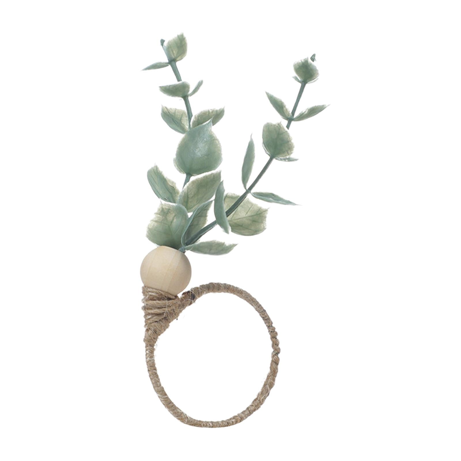 Green Leaves Napkin Rings Farmhouse for Thanksgiving Festival Table