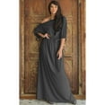 thumbnail image 5 of KOH KOH Long One Off Shoulder Flowy Casual 3/4 Short Sleeve Full Floor Length Cocktail Evening Wedding Party Guest Sexy Tall Maxi Dress Gown For Women Dark Gray Grey XXX-Large US 22-24 NT001, 5 of 6
