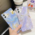 thumbnail image 2 of HSHDLDF Luxury Glitter Marble Pattern iPhone 11 Square Edge Case,Chic Slim Golden Plating TPU Silicone Rubber Gel Sturdy Protective Bumper Cases Cover(Blue), 2 of 6