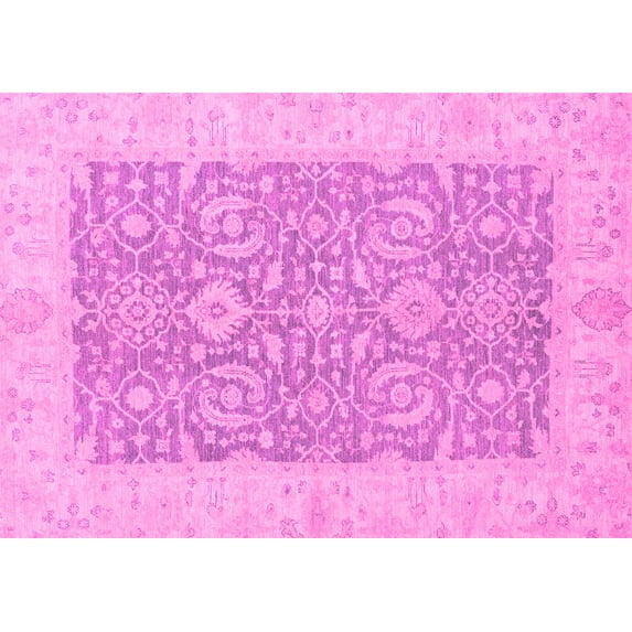 Ahgly Company Indoor Rectangle Oriental Pink Traditional Area Rugs, 7' x 10'