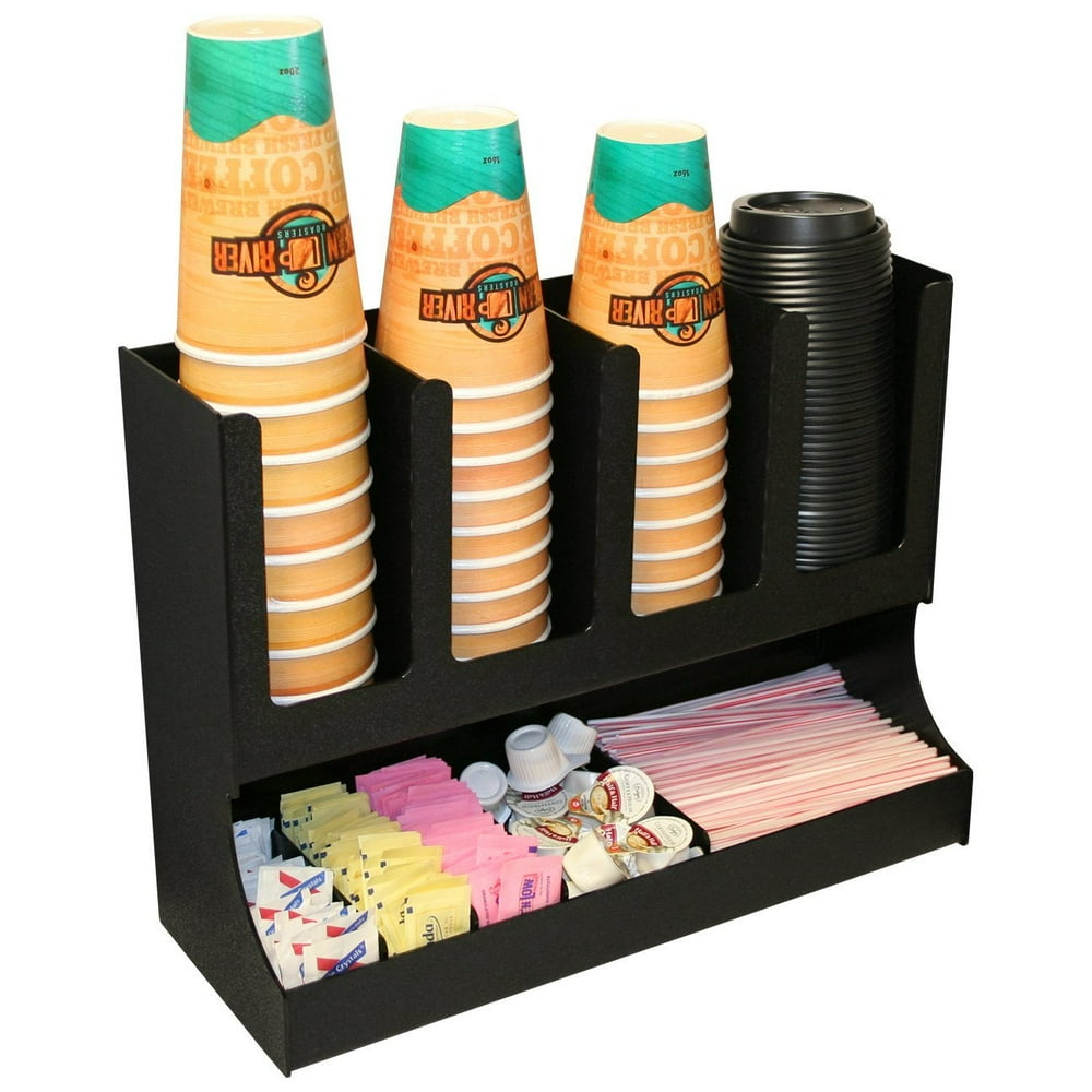 Coffee or Solo Cup and Lid Holder Dispenser and Condiment and Kcup coffee pod Holder Organizer